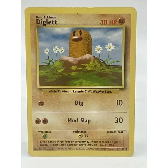 Diglett Pokemon‎ Base Set 47/102 Energy Non-Holo Vintage 1999 WOTC - Picture 1 of 6